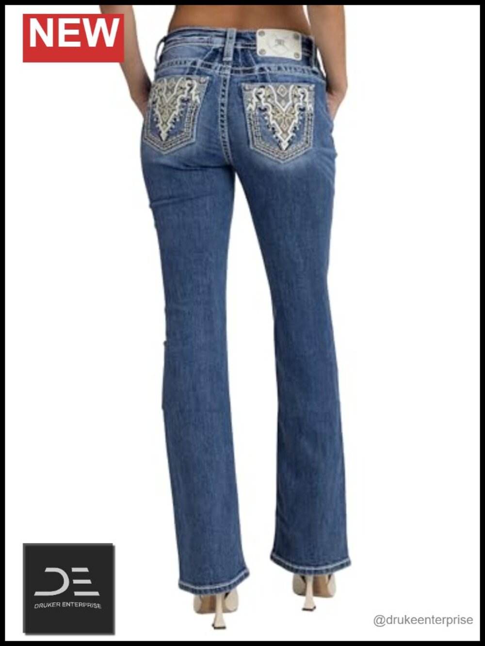 Miss Me Bootcut Jeans Mid-Rise Rhinestone Embellished Pockets